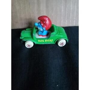 Smurfs Ertl Papa Smurf #4 Metal Green Toy Car Vintage Figure 1982 Diecast Bin62e
